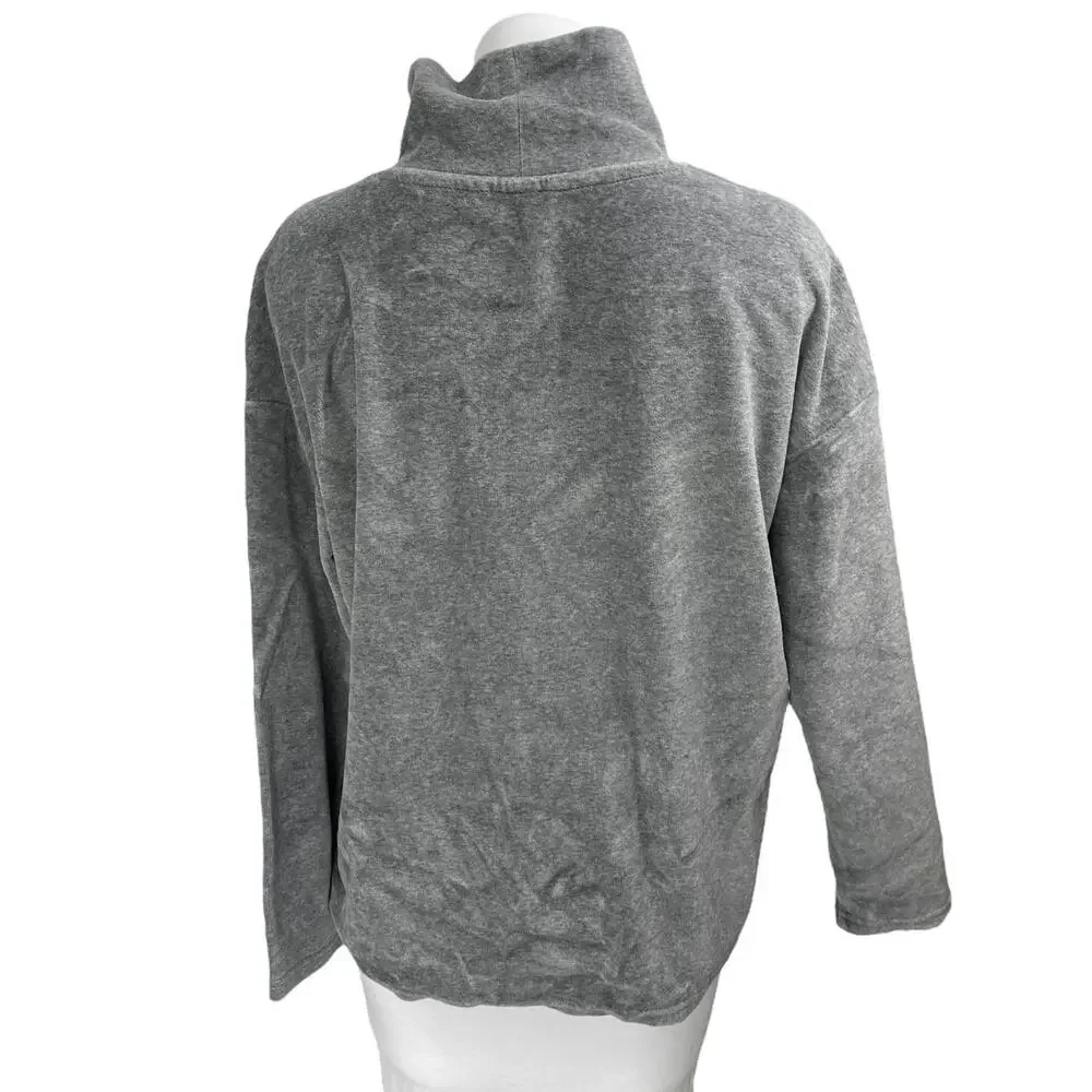 Banana Republic Women's Gray Velvet Velour Long Sleeve Turtleneck Sweater Top M